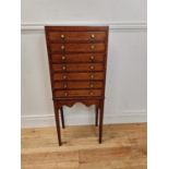 Regency mahogany and satinwood inlaid collector's cabinet raised on square tapered legs {100 cm H