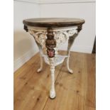 19th C. cast iron pub table on lion's paw feet with mahogany top. {76 cm H x 76 cm Diam}