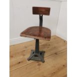 Early 20th. C. Singer sewing machine chair { 82cm H X 40cm W X 45cm D }.