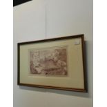 Mark Wayner A Fantasy Early 20th C. lithograph mounted in gilt frame {37 cm H x 58 cm W}.