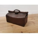 Early 20th. C. leather Gladstone bag { 30cm H X 51cm W X 26cm D }.