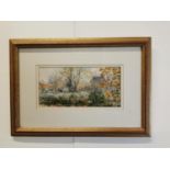 Ethel Hampton Woodland Scene Watercolour mounted in a wooden frame { 30cm H X 42cm W }.