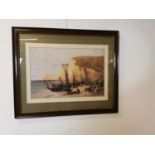 Russel Flint print mounted in wooden frame {73 cm H x 87 cm W}.