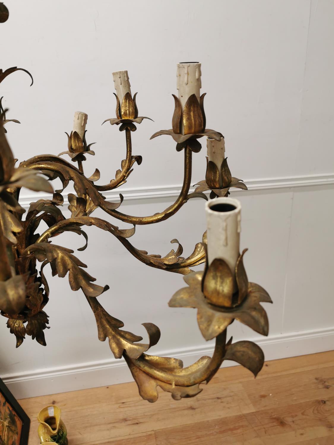 Mid century gilded French twelve branch chandelier. { 100cm Drop X 70cm Dia }. - Image 5 of 5