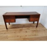 Good quality Oriental hardwood side table with four drawers raised on square legs {72 cm H x 153