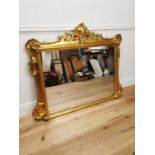19th C. giltwood overmantle mirror {107 cm H x 136 cm W}.