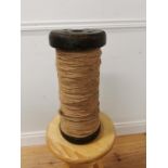 Early 20th. C. oak shop keeper's string spool. { 38cm H X 17cm Dia }.