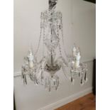Good quality five branch Tipperary crystal chandelier { 62cm H X 56cm Dia }.