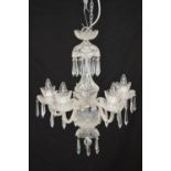 Irish crystal five branch chandelier { 65cm H X 60cm Dia }.