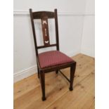 Arts & Crafts oak side chair the back inscribed erin above an upholstered seat raised on tapered