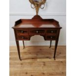 19th C. mahogany and satinwood inlaid dressing table raised on square tapered legs and brass castors