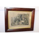 19th. C. black and white print mountd in a rosewood frame { 56cm H X 70cm W }.