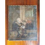 19th. C. The Teacher and Student Oil on Canvas { 25cm H X 20cm W }.