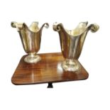 Pair of unusual Art Deco brass planters { 52cm H X 52cm Dia }.