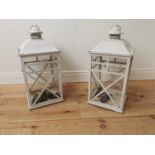 Pair of metal lanterns { 71cm H X 32cm Sq. }.
