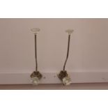 Pair of decorative chrome and glass coat hanger hooks { 24cm H X 5cm W X 10cm D }.