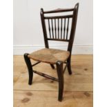 Edwardian mahogany child's chair with rattan seat { 60cm H X 31cm W X 35cm D }