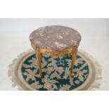 French giltwood coffee table with marble top . { 56cm H X 70cm Dia }.
