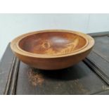 Glenn Lucas hand turned wooden fruit bowl { 10cm H X 33cm Dia }.