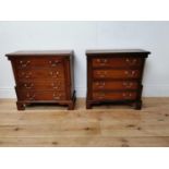 Pair of good quality mahogany bachelor's bedside chests with brass handles raised on bracket feet in