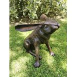 Exceptional quality bronze model of a Hare {38 cm H x 34 cm W x 23 cm D}.