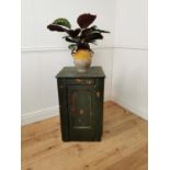 19th. C. painted pine cupboard with single panelled door { 77cm H X 49cm W X 50cm D }.