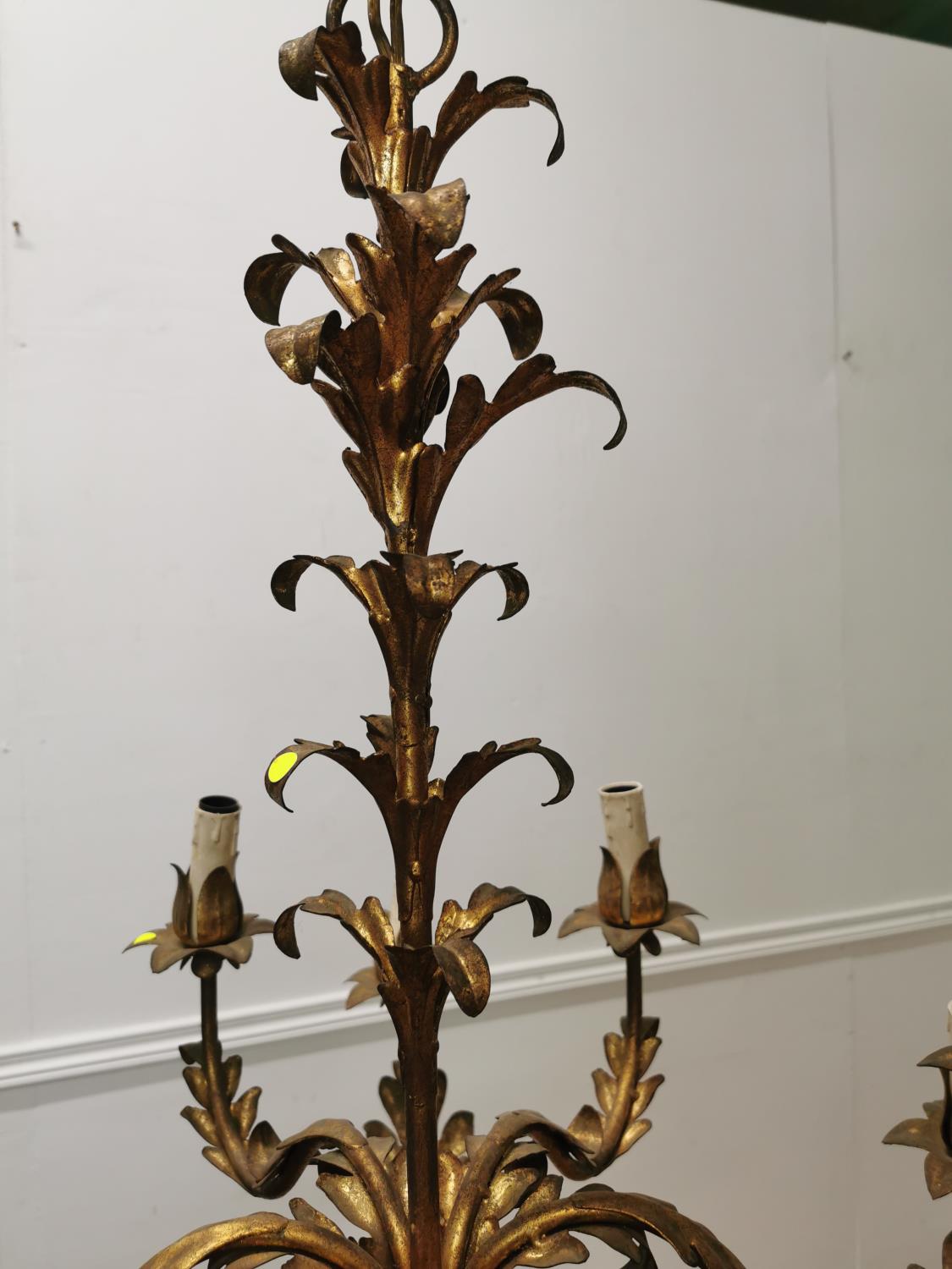Mid century gilded French twelve branch chandelier. { 100cm Drop X 70cm Dia }. - Image 4 of 5