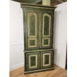 Good quality painted pine cupboard the two raised panelled doors over two raised panelled oors