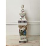 Oriental ceramic lidded vase { 56cm H X 13cm Sq }.