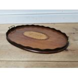 19th C. mahogany and satinwood inlaid butler's tray with brass handles {62 cm H x 42 cm W}.