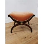 Good quality Regency mahogany and upholstered piano stool raised on lyre supports {49 cm H x 55 cm W