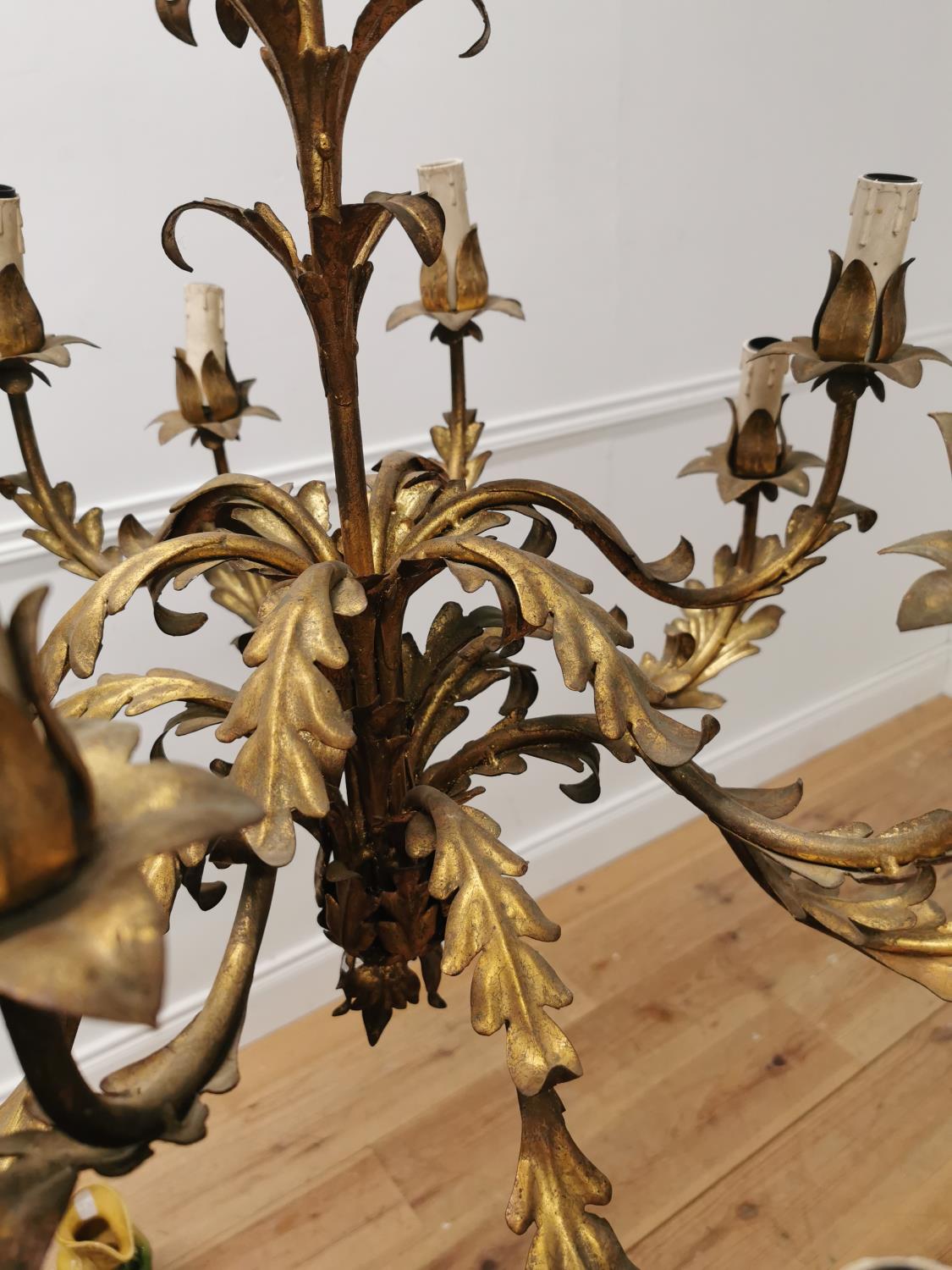 Mid century gilded French twelve branch chandelier. { 100cm Drop X 70cm Dia }. - Image 2 of 5
