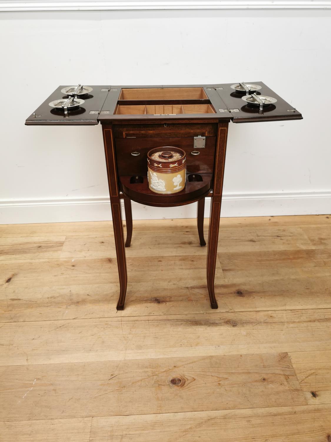 Exceptional quality Edwardian mahogany inlaid smokers cabinet raised on square tapered legs {74 cm H