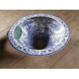 Rare 19thC. ceramic blue and white toilet bowl. {24 cm H x 45 cm W x 28 cm D}.