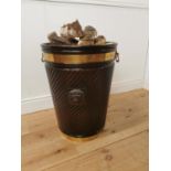 Brass bound mahogany peat bucket in the Irish Georgian style { { 66cm H X 53cm Dia }.