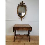 Good quality 19th C. burr walnut and satinwood sofa table raised on square columns and outswept feet
