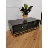 Orlando Black Gloss painted finish coffee table with geometric panels the two short drawers in the