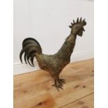 Unusual brass model of a cockerel { 63cm H X 65cm W X 20cm D }.