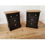 Pair of painted pine lockers the two short drawers above two long drawers raised on plinth bases {