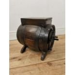 Early 20th. C. oak table churn { 38cm H X 40cm W X 27cm D }.