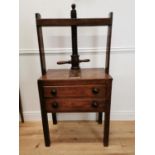 Good quality 19th C. mahogany book press with two drawers raise on square legs