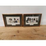 Pair of coloured prints mounted in gilt frames - Church Parade & Village Choir { 32cm H X 43cm W }.