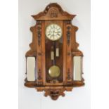 19th. C. walnut Vienna whatnot wall clock { 112cm H X 72cm W } .