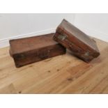 Two early 20th. C. leather suitcases { 22cm H X 78cm W X 45cm D }.