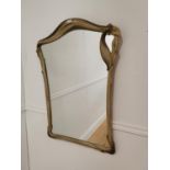 Painted and gilt framed wall mirror in the Art Nouveau style {88cm H x 66cm W}