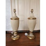 Pair of painted composition table lamps {50 cm H x 15 cm Dia.}.