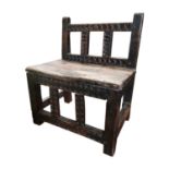 19th. C. carved oak child's chair { 53cm H X 43cm W X 30cm D }.