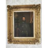 18th C. oil on canvas of a Military Gentleman mounted in giltwood frame {59 cm H x 50 cm W}.