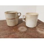 First period Belleek mug, Black Stamp and a second period Belleek Mug, Green stamp