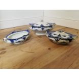 Three 19th C. hand painted ceramic soup tureens. {22 cm H x 36 cm W x 23 cm D} and {15 cm H x 30